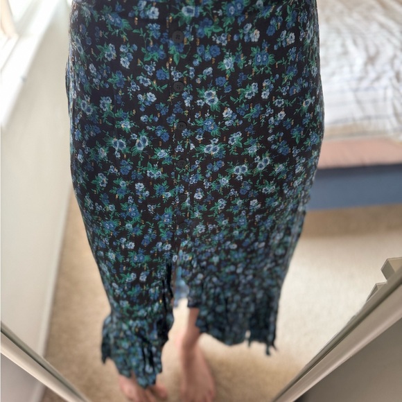 Bershka Black Floral Skirt with Blue and Green Accents - Picture 2 of 4